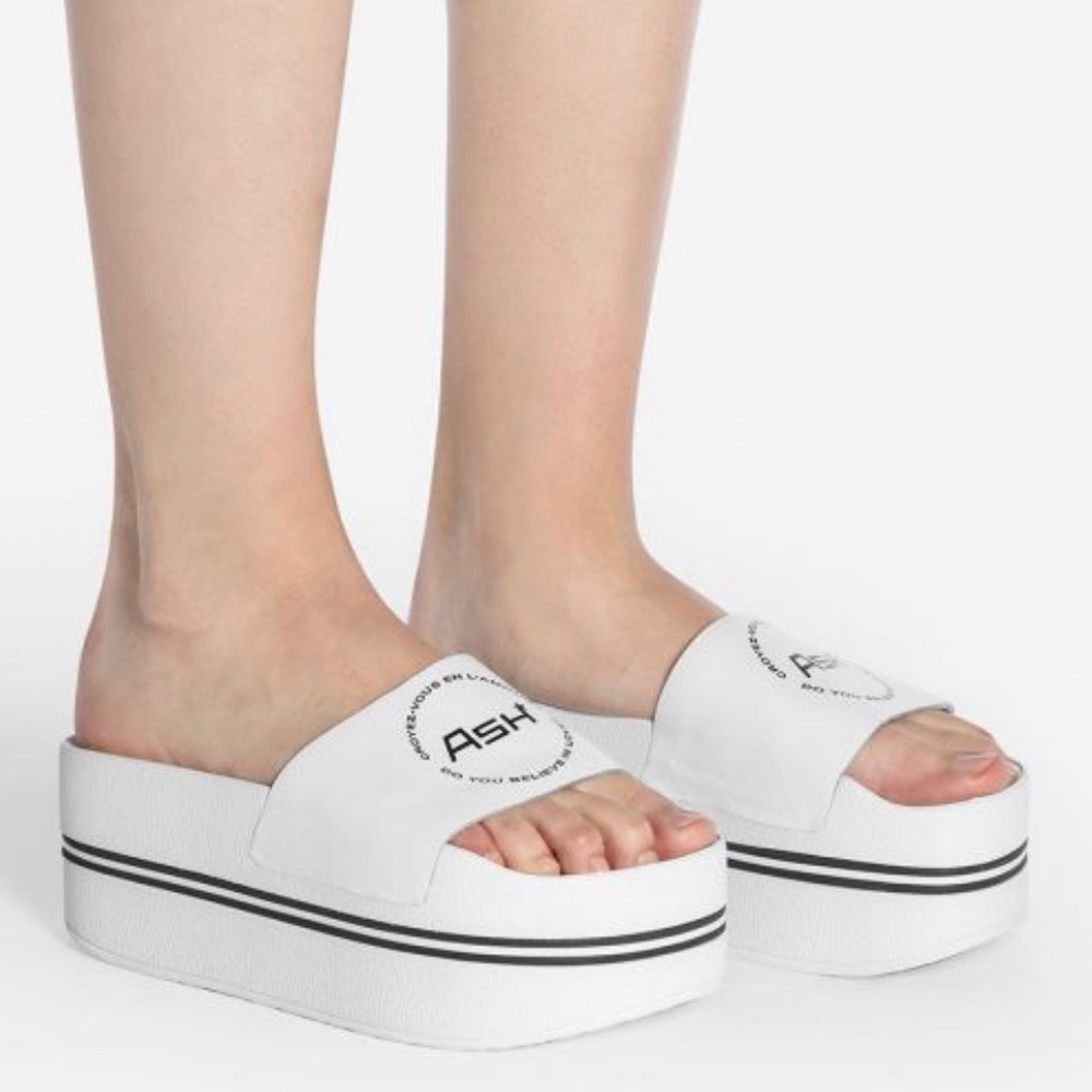 Ash Leather Slide On Platform Spot Blis Sandals